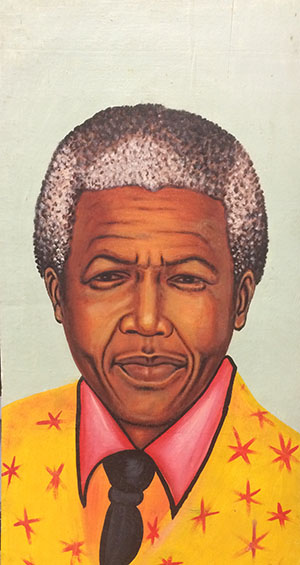 Hand-painted portrait of Nelson Mandela