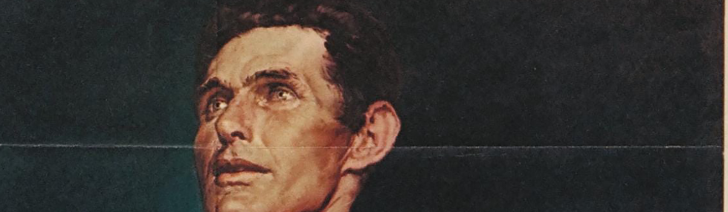 An excerpt from an oil painting of a man standing with an intense gaze.
