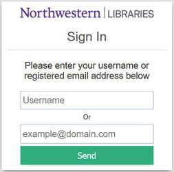Screenshot of sign in page: it reads please enter your username or registered email address below.